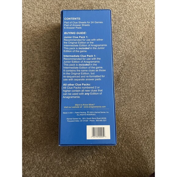 New 2004 Karmel Games Anagramania Board Game Junior Edition Clue Pack 1 - Picture 3 of 4